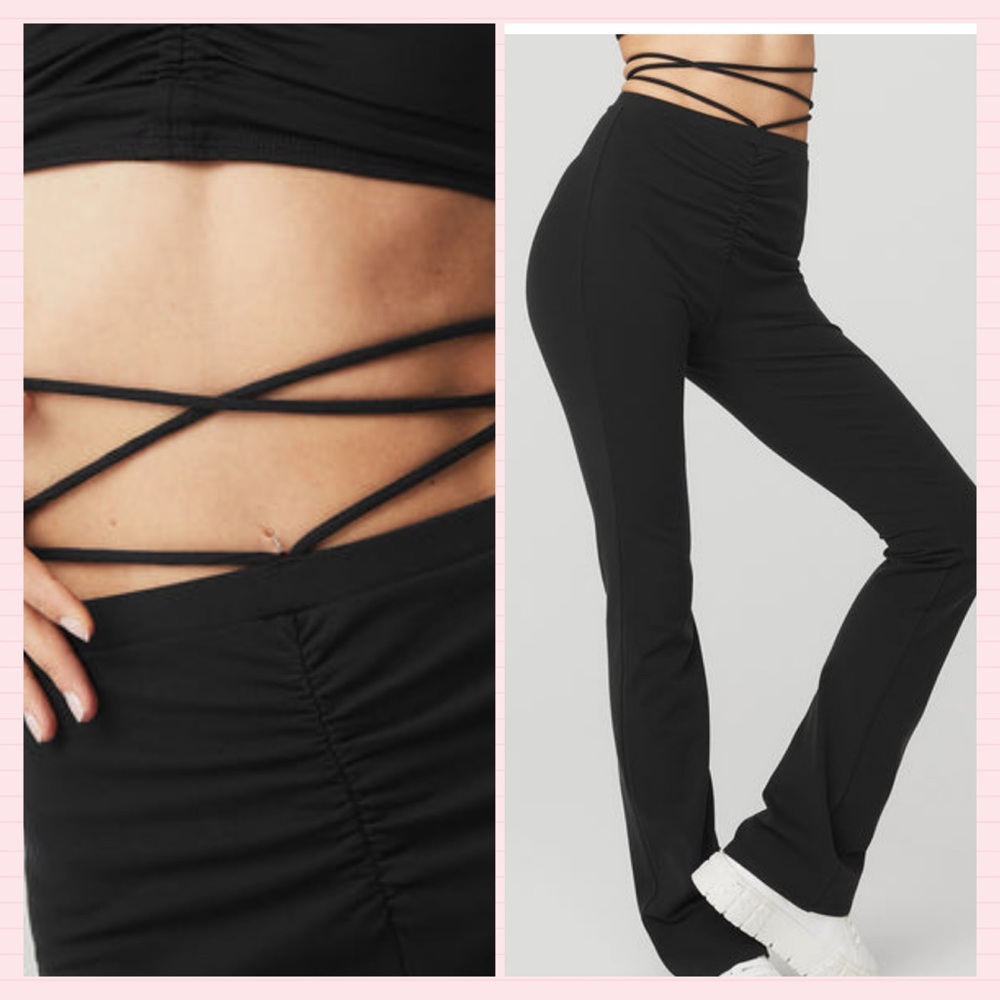 ALO YOGA Airbrush High-Waist Cinch Flare Legging - Black size Small EUC